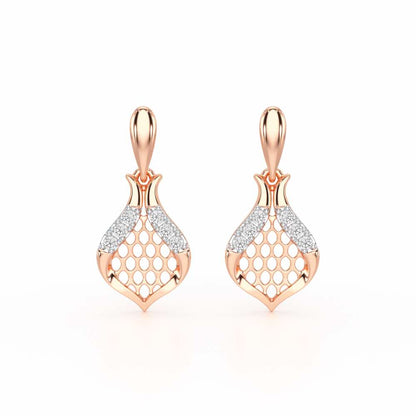 Pasha Elegance Dangler Silver Earrings - Rose Gold - Image 1