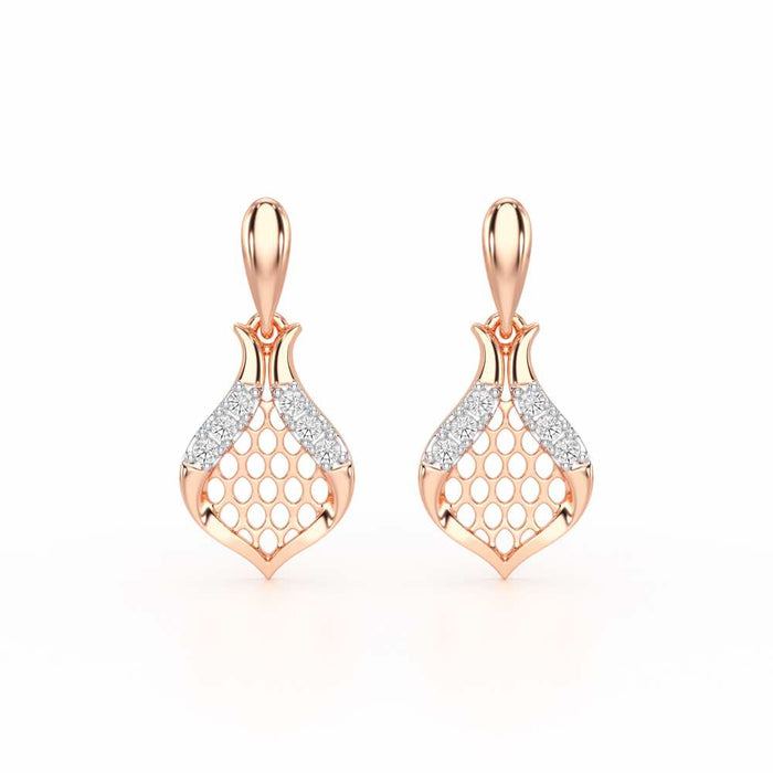 Pasha Elegance Dangler Silver Earrings - Rose Gold - Image 1