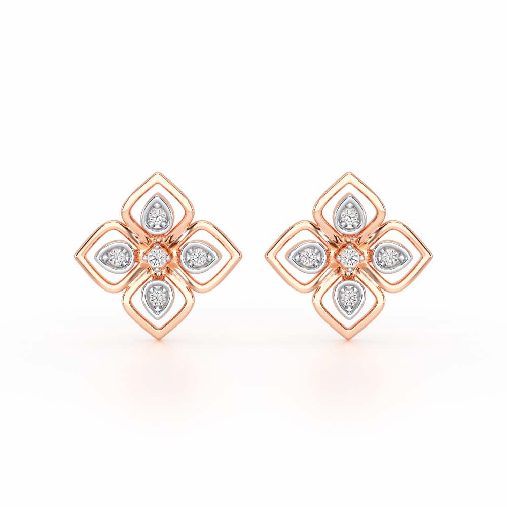 Bettie Flowers Silver Earring Studs - Rose Gold - Image 1