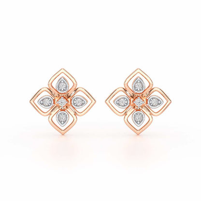 Bettie Flowers Silver Earring Studs - Rose Gold - Image 1