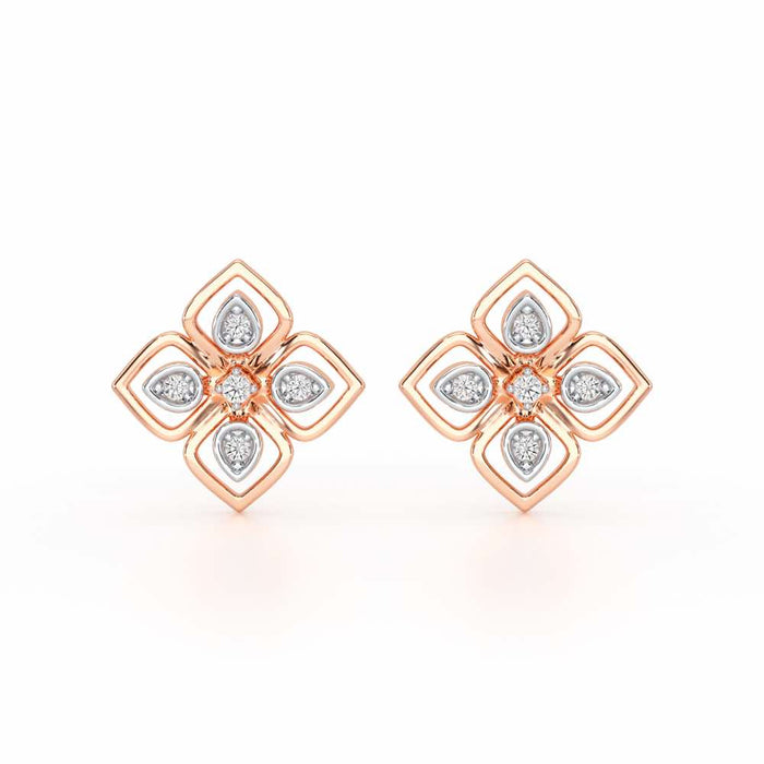 Bettie Flowers Silver Earring Studs - Rose Gold - Image 1