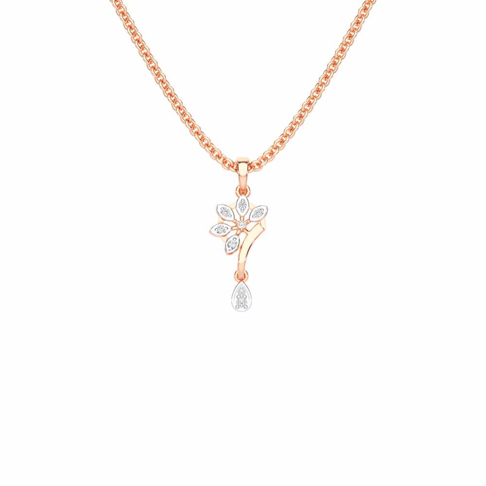 Dewdrop Radiance Silver Pendant - Rose Gold - Image 1