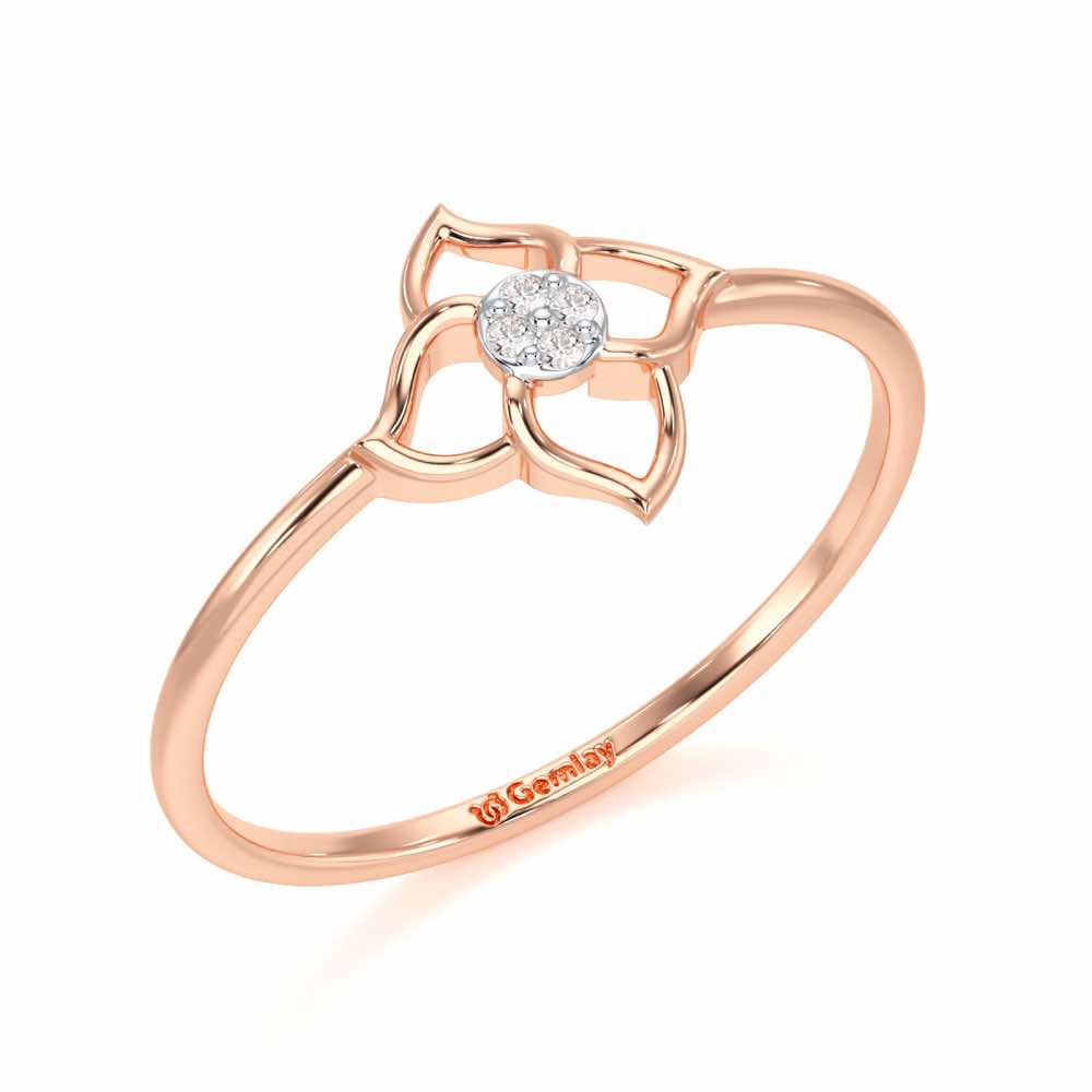 Solo Bloom Silver Ring - Rose Gold - Image 1