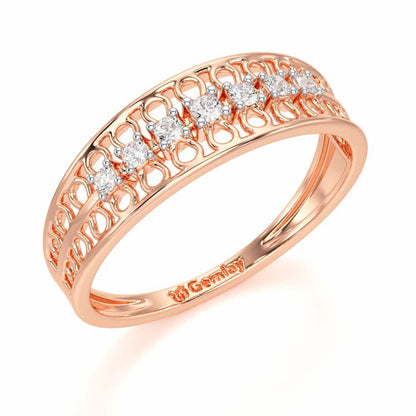 Lattice Binge Silver Ring - Rose Gold - Image 1
