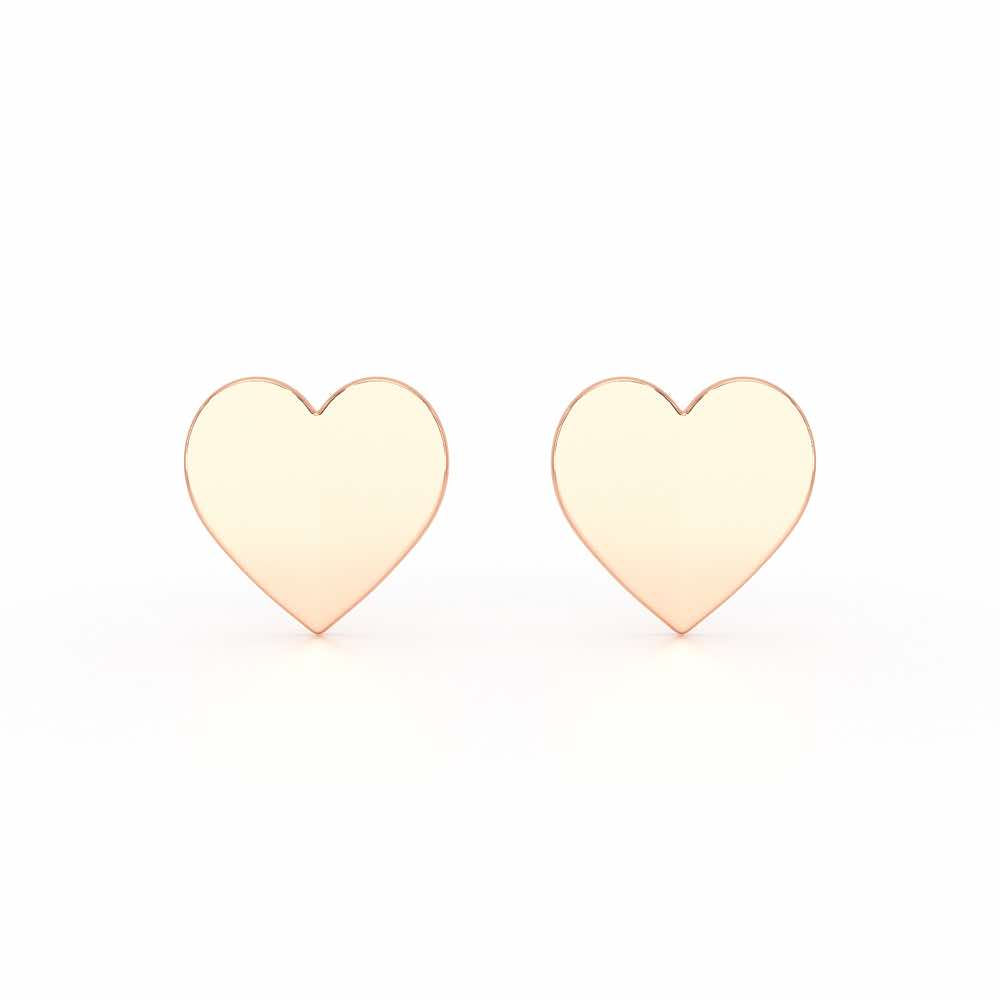 Trinket Heart Silver Earring Studs - Rose Gold - Image 1