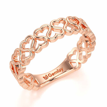 Heart Ziggle Silver Ring - Rose Gold - Image 1
