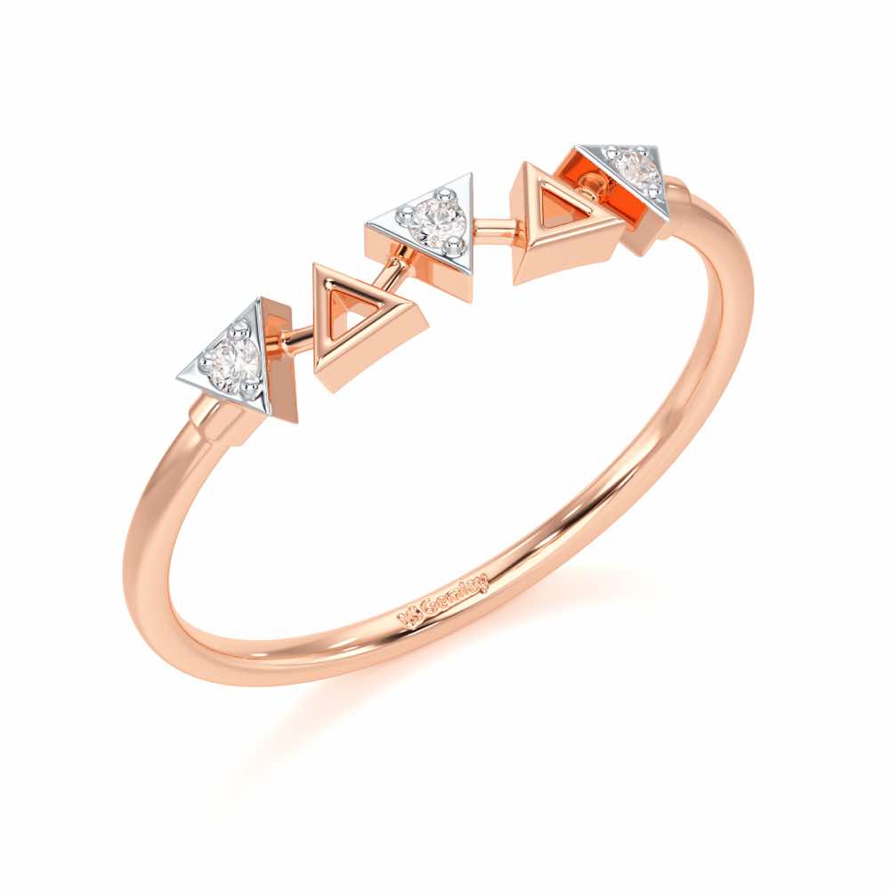 Triangle Meet Silver Ring - Rose Gold - Image 1