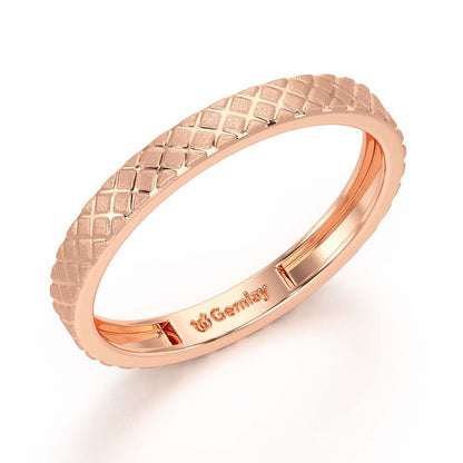 Etched Cross Silver Ring - Rose Gold - Image 1