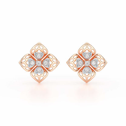 Delicate Petals Silver Earring Studs - Rose Gold - Image 1