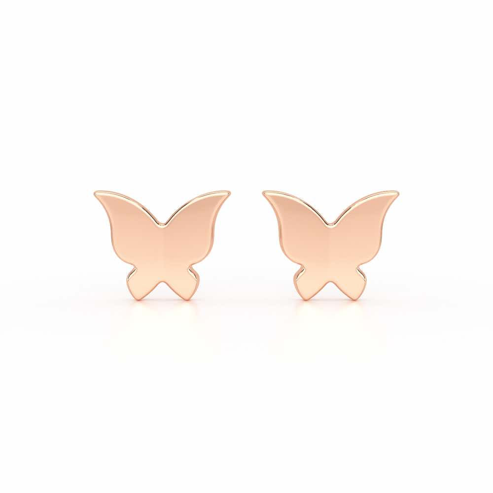 Small Butterflies Silver Earring Studs - Rose Gold - Image 1