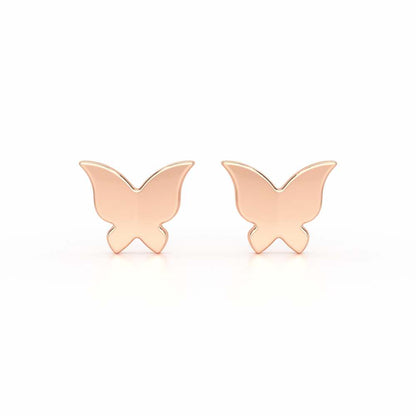 Small Butterflies Silver Earring Studs - Rose Gold - Image 1