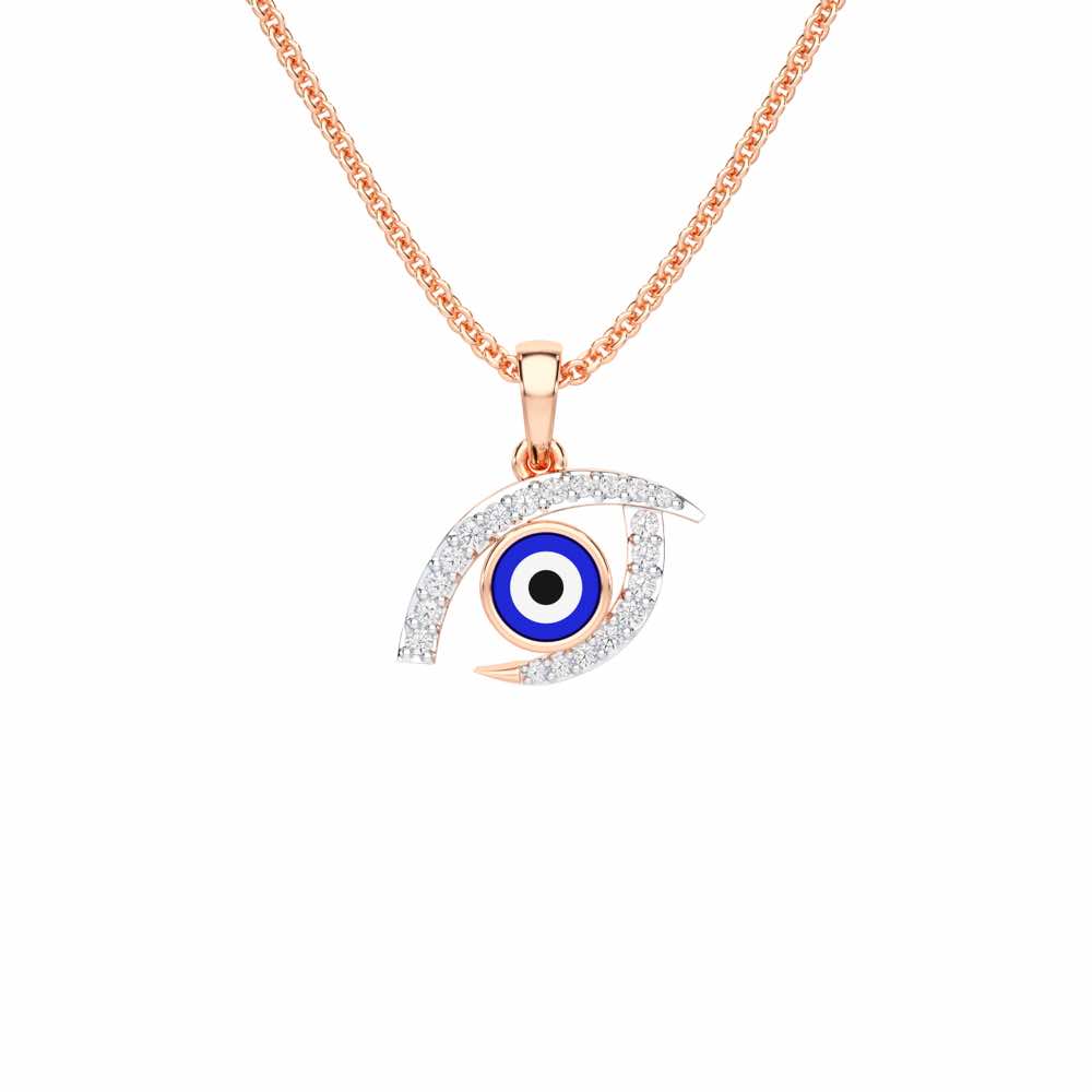 Evil Eye Charm Silver Pendant - Rose Gold - Image 1
