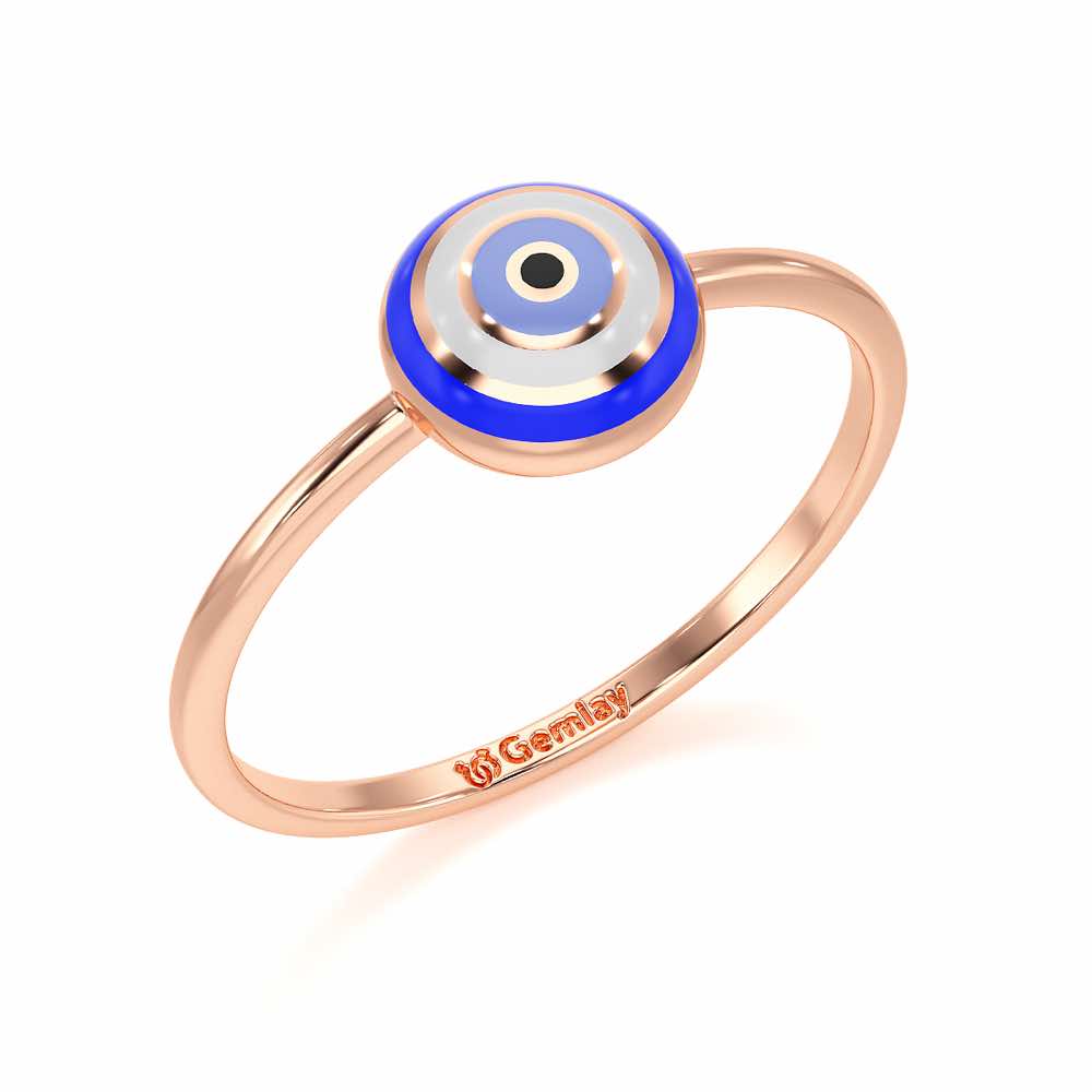 Isolde Evil Eye Silver Ring - Rose Gold - Image 1