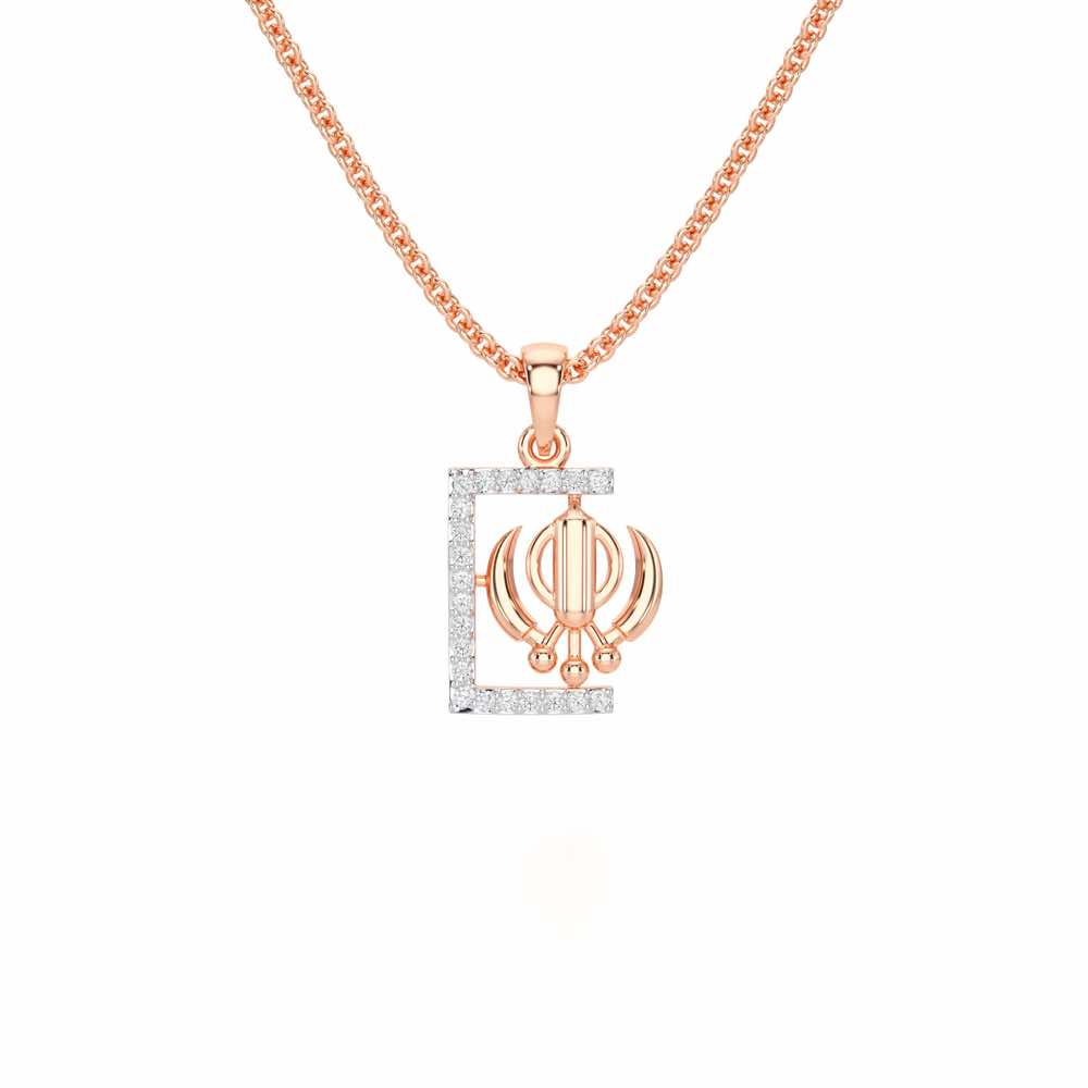 Khalsa Aura Silver Pendant - Rose Gold - Image 1