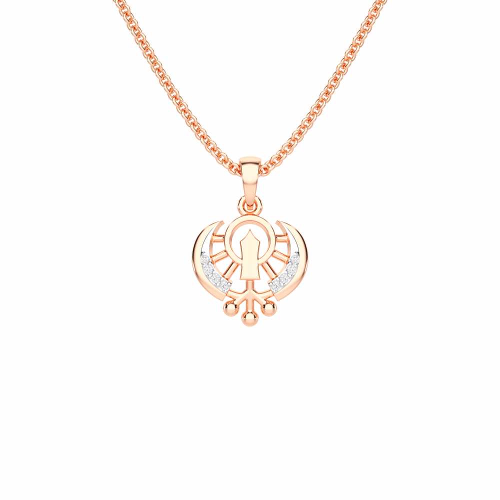 Khalsa Divine Silver Pendant - Rose Gold - Image 1