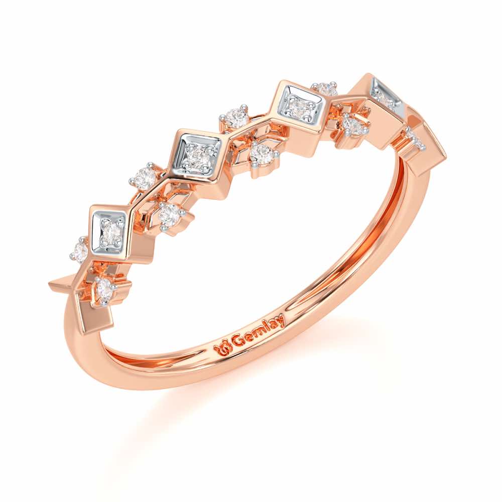 Embellished Charm Silver Ring - Rose Gold - Image 1