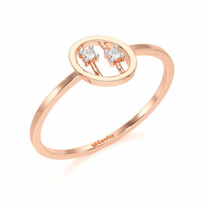 Twin Shine Silver Ring - Rose Gold - Image 1
