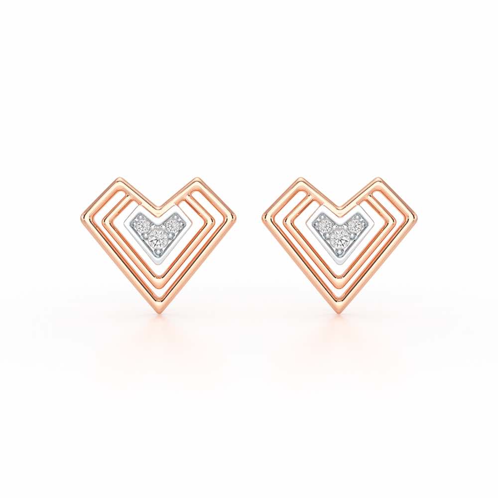 Perfect Pointers Silver Earring Studs - Rose Gold - Image 1