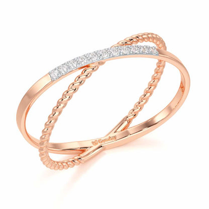 Cross Connection Silver Ring - Rose Gold - Image 1