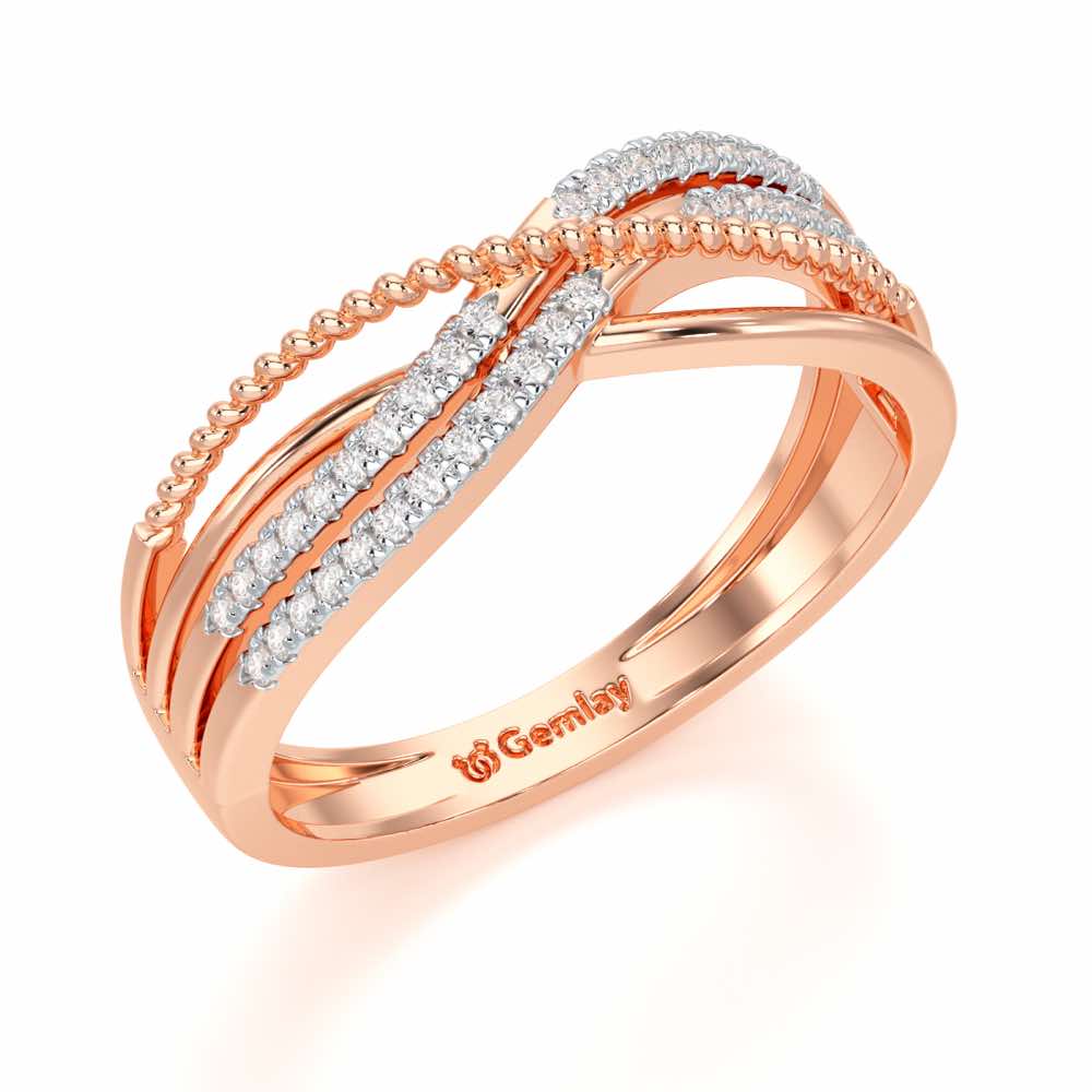 Crssing Wave Silver Ring - Rose Gold - Image 1