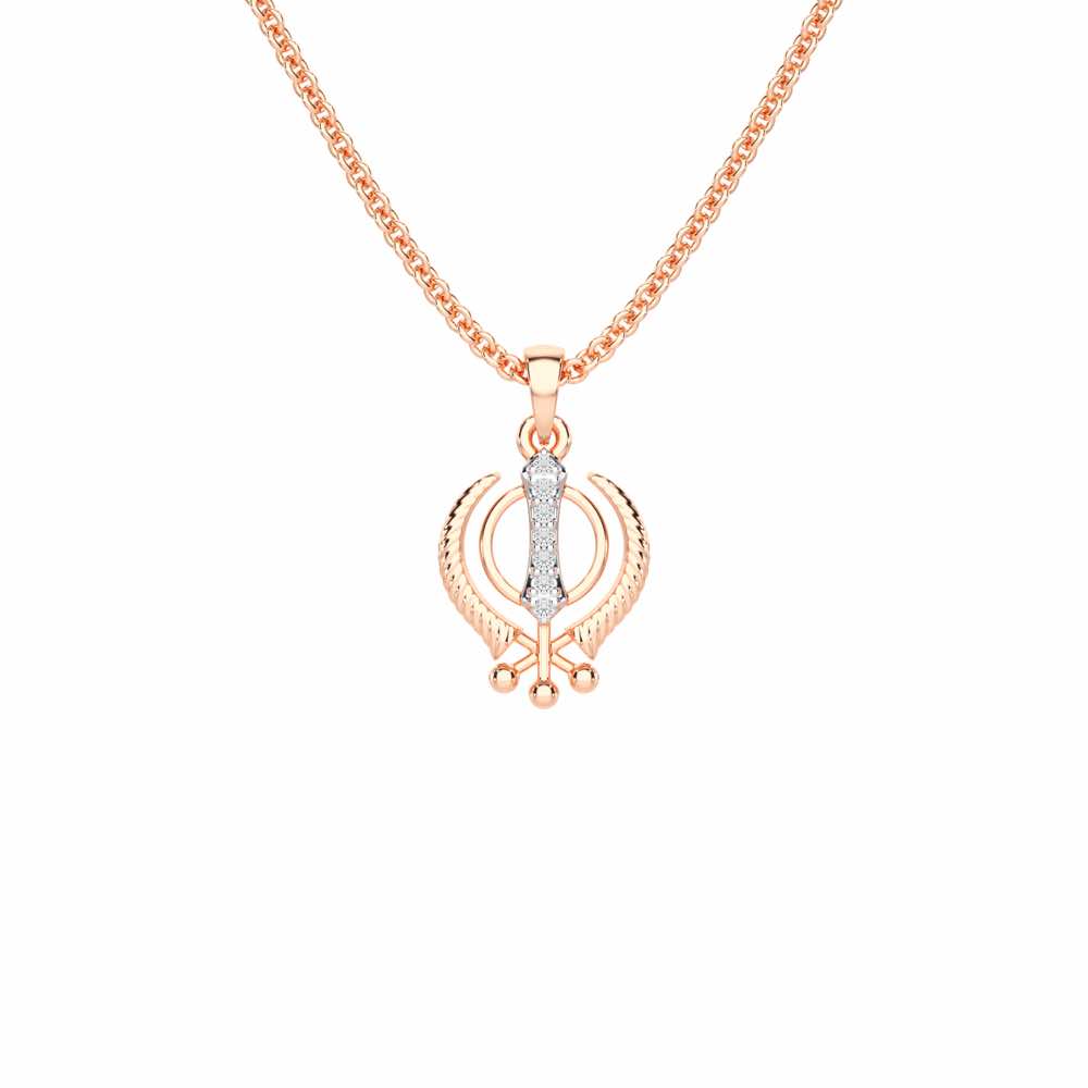Khalsa Pure Silver Pendant - Rose Gold - Image 1