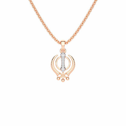 Khalsa Pure Silver Pendant - Rose Gold - Image 1