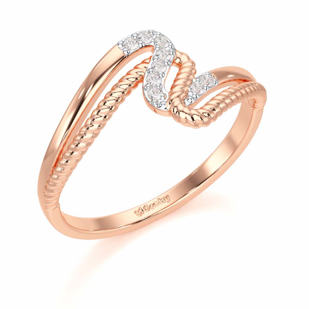 Down Wave Silver Ring - Rose Gold - Image 1