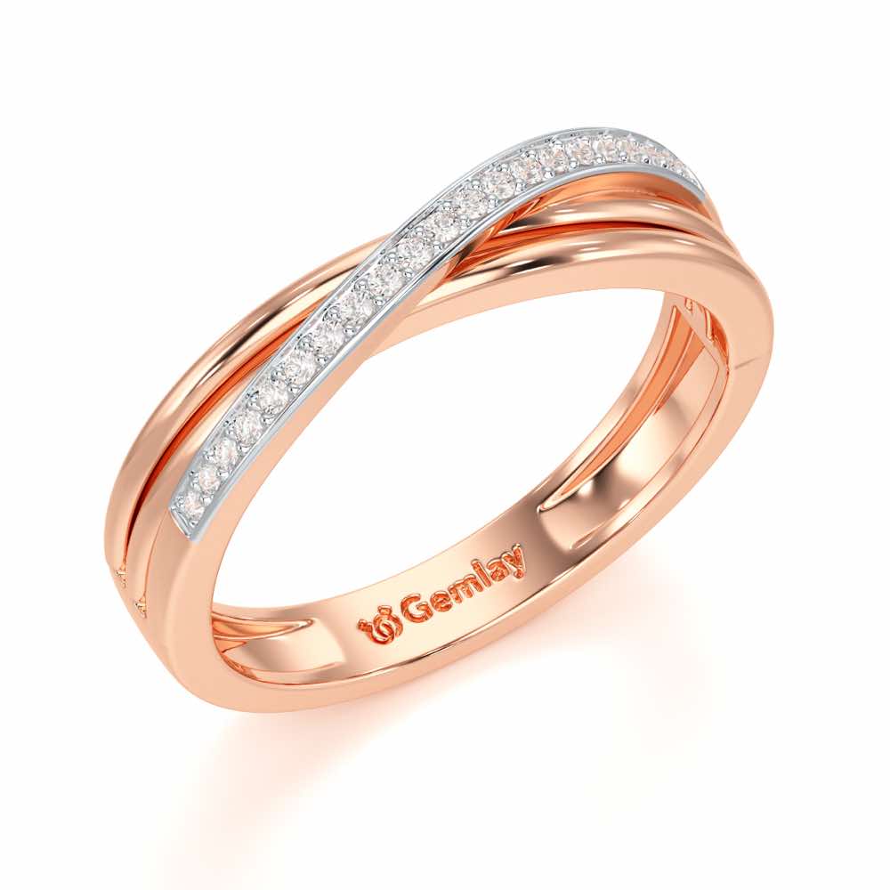 Three Crossing Silver Ring - Rose Gold - Image 1