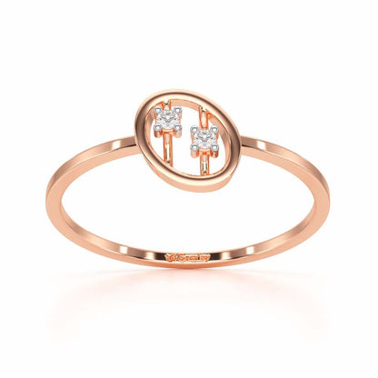 Twin Shine Silver Ring - Rose Gold - Image 2