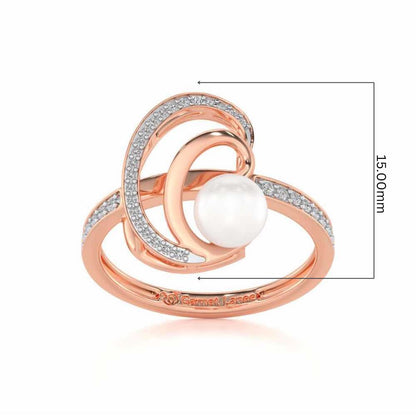 Oyster Silver Pearl Ring - Rose Gold - Image 5
