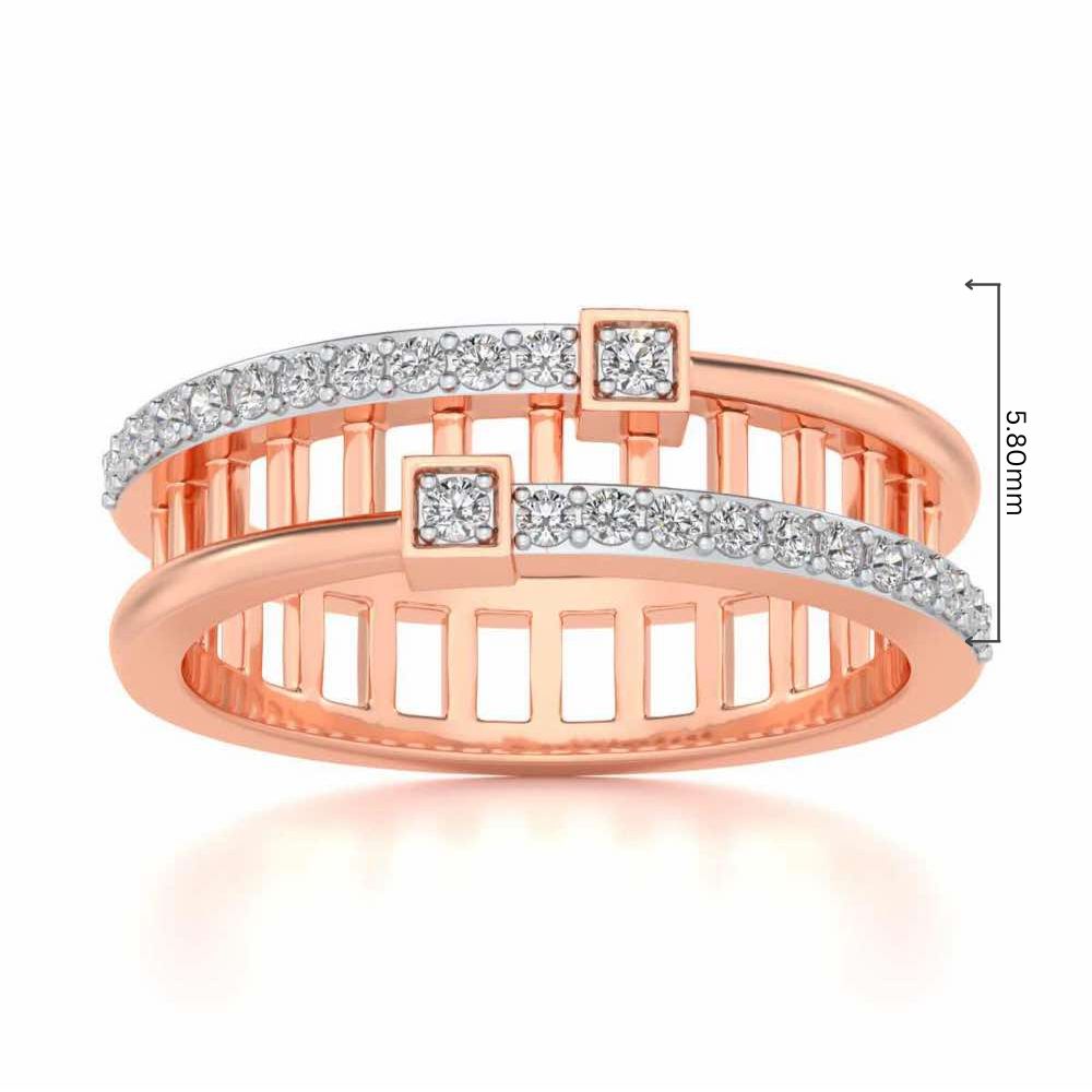 Corrugated Silver Band Ring - Rose Gold - Image 5