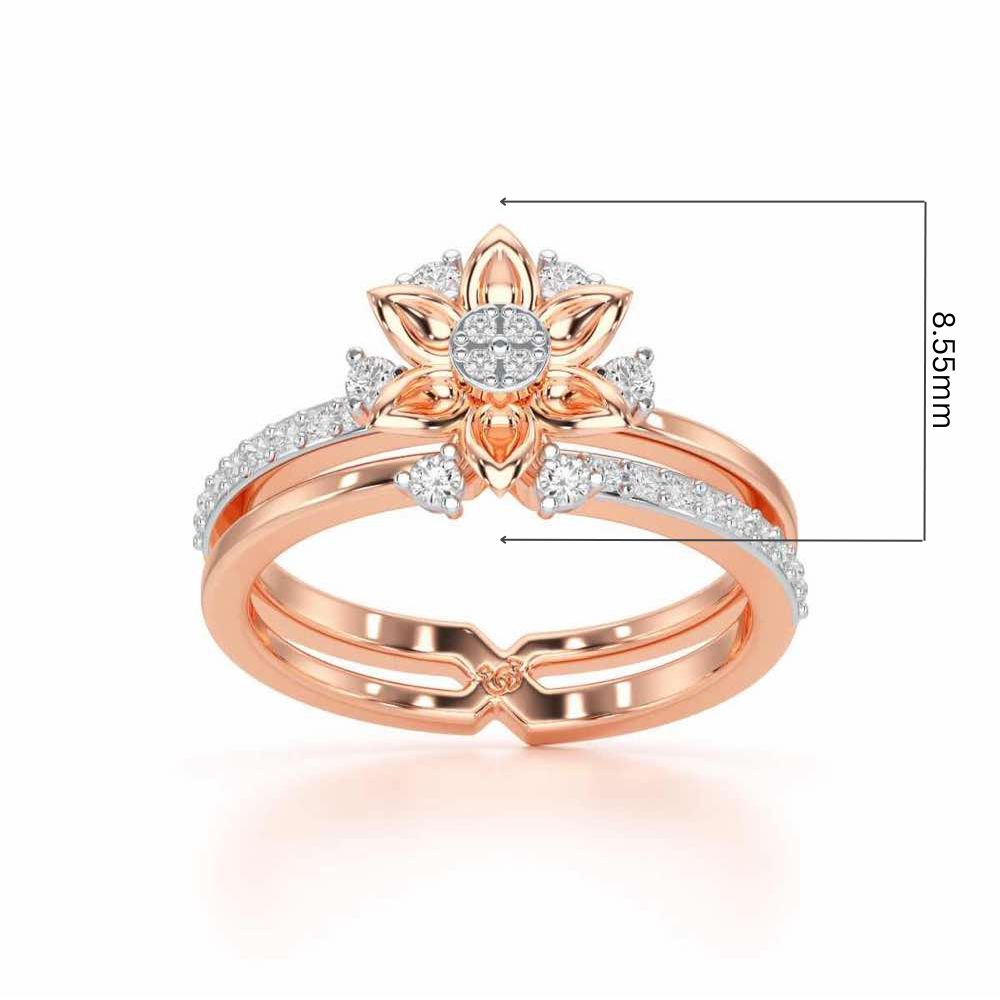 Cross Lattice Silver Ring - Rose Gold - Image 5
