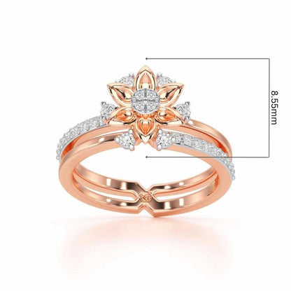 Cross Lattice Silver Ring - Rose Gold - Image 5