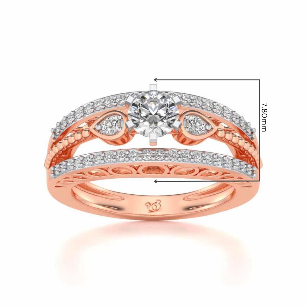 Stately Charm Solitaire Silver Ring - Rose Gold - Image 5