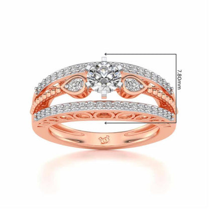 Stately Charm Solitaire Silver Ring - Rose Gold - Image 5