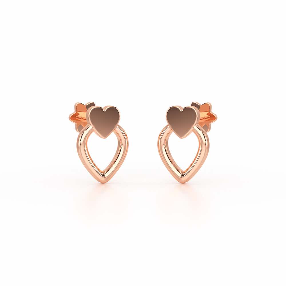 Mini Hearts Silver Earrings - Rose Gold - Image 2