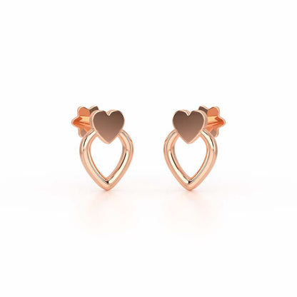 Mini Hearts Silver Earrings - Rose Gold - Image 2