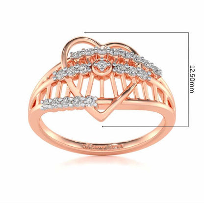 Solid Heart Silver Ring - Rose Gold - Image 5