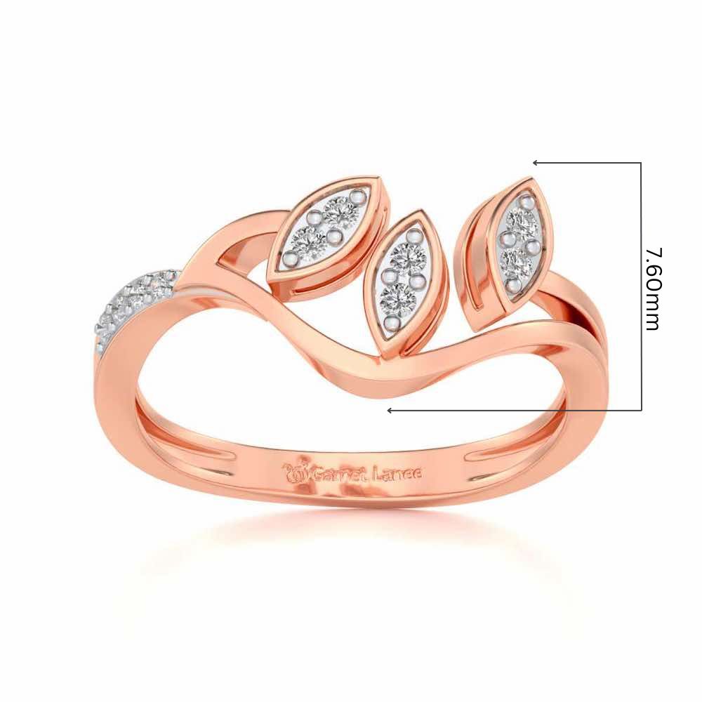 Swaying Leaves Silver Ring - Rose Gold - Image 5