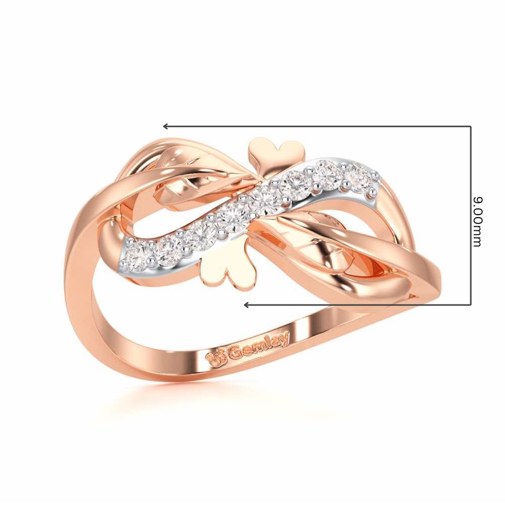 Leaf Bow Silver Ring - Rose Gold - Image 5