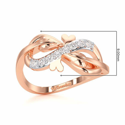 Leaf Bow Silver Ring - Rose Gold - Image 5