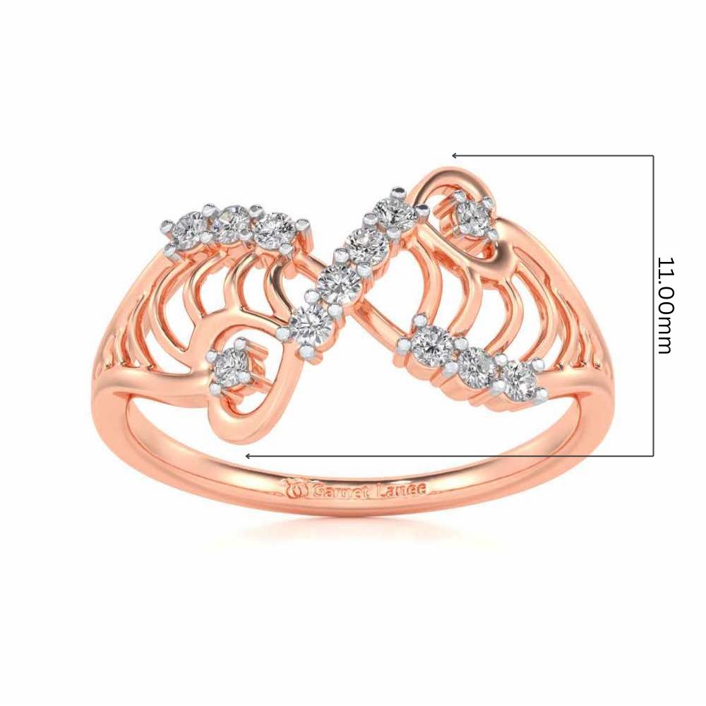 Wavy Heart Silver Ring - Rose Gold - Image 5
