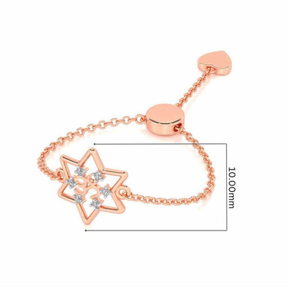 Om Star Adjustable Silver Ring - Rose Gold - Image 5