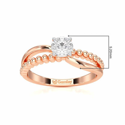 Pellet Trail Solitaire Ring - Rose Gold - Image 5