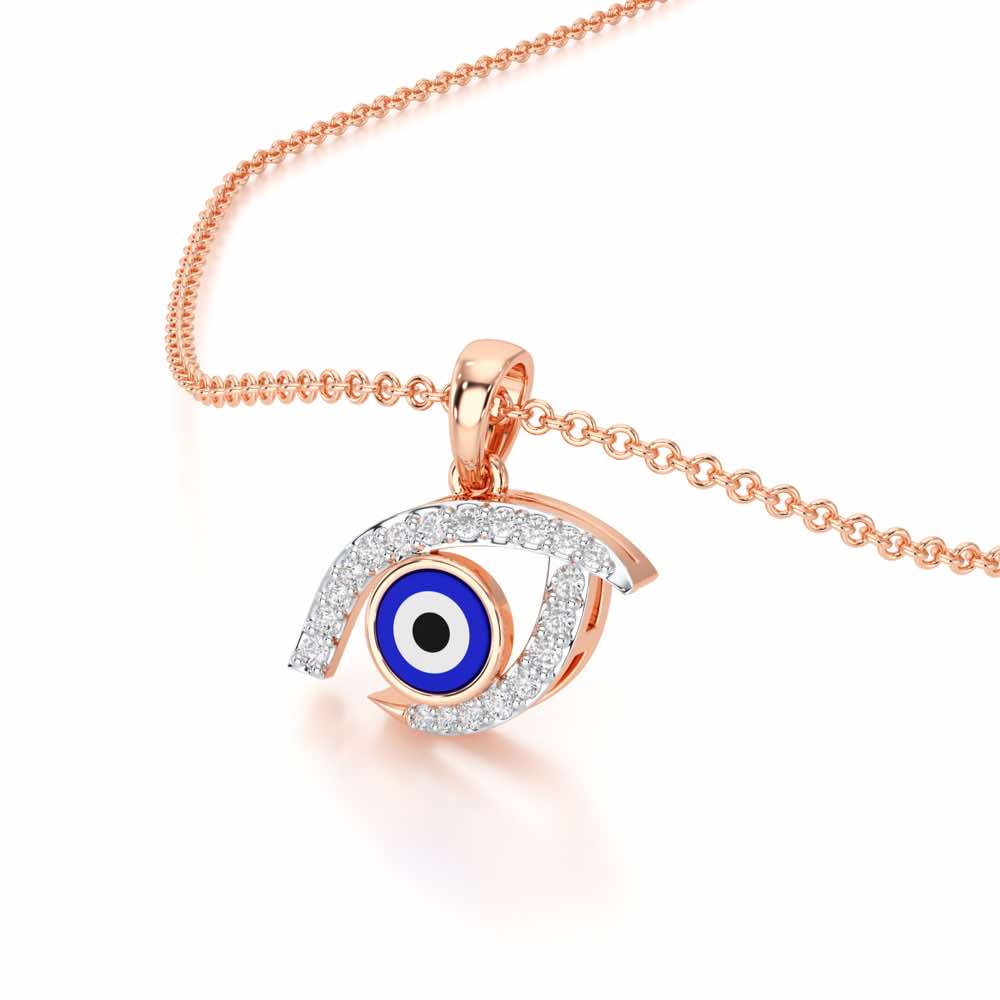 Evil Eye Charm Silver Pendant - Rose Gold - Image 2