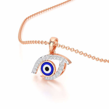 Evil Eye Charm Silver Pendant - Rose Gold - Image 2