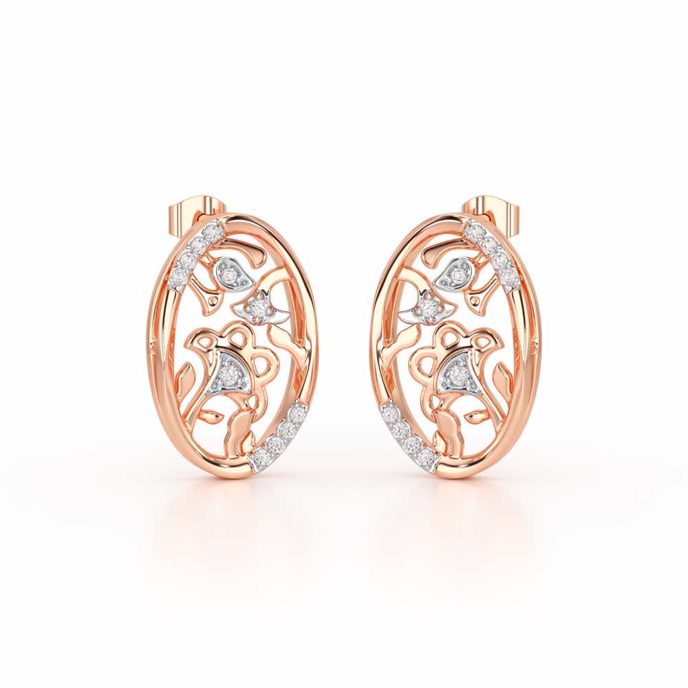 Ornate Glow Silver Earring Studs - Rose Gold - Image 2