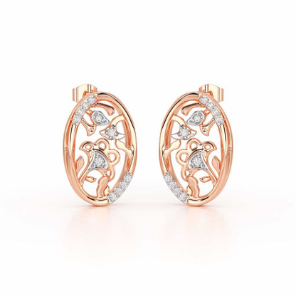 Ornate Glow Silver Earring Studs - Rose Gold - Image 2