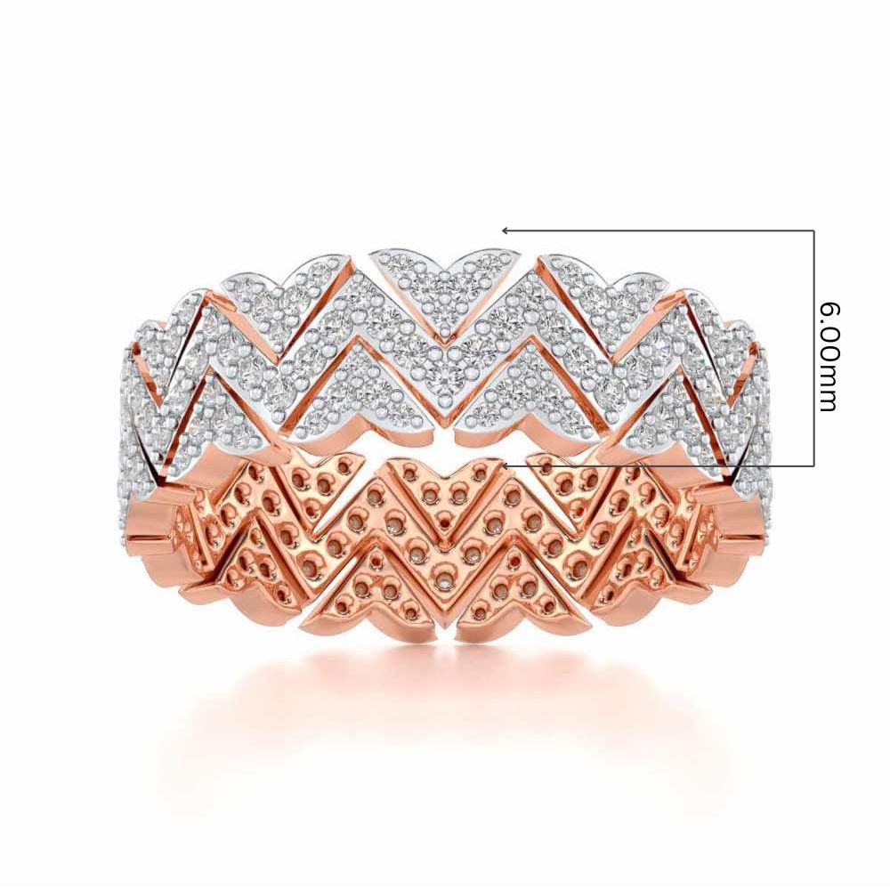 Trigon Wave Silver Band Ring - Rose Gold - Image 5