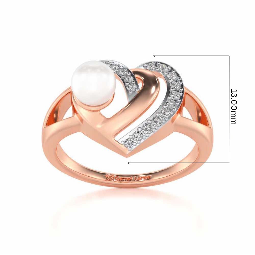 Cosmo-Heart Silver Pearl Ring - Rose Gold - Image 5